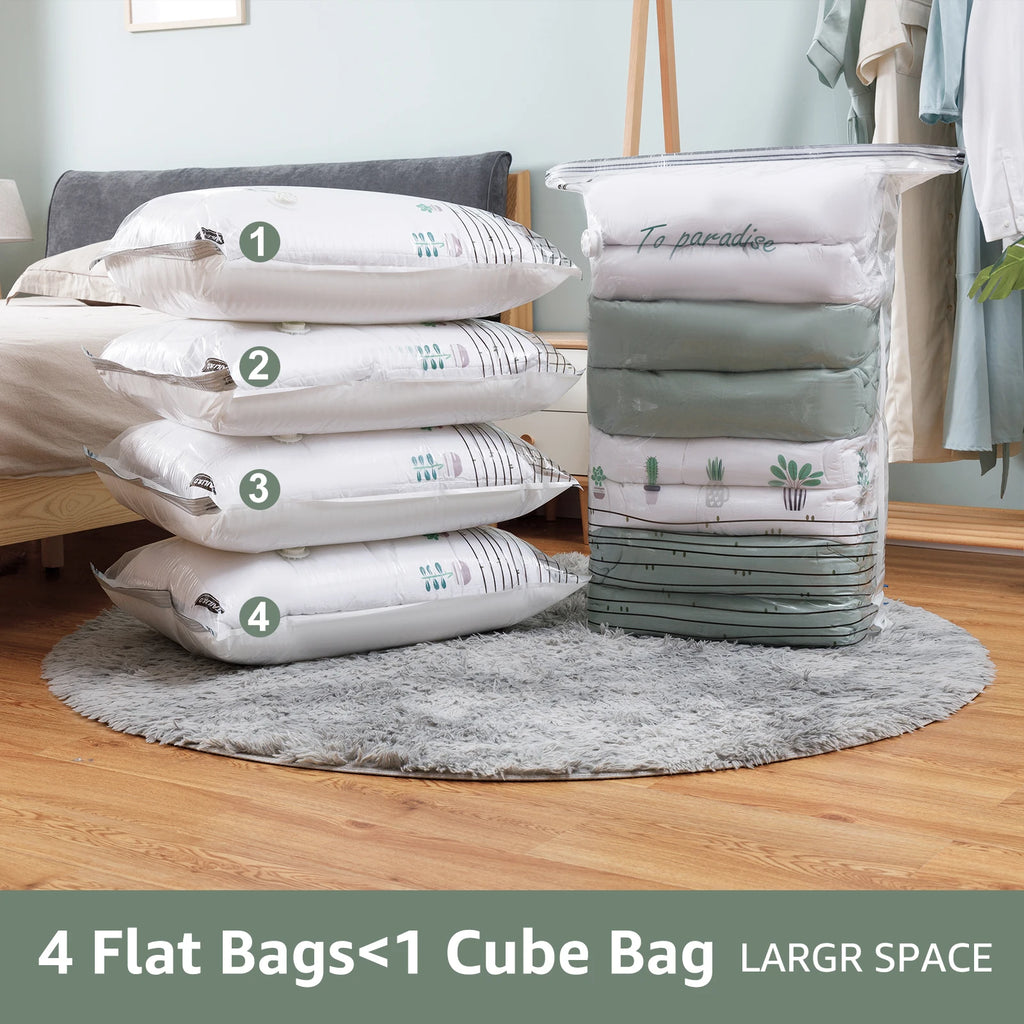 Cubic Vacuum Bags Large Storage Bag for Clothing, Comforters, Blankets No Need Tool Compression Bag for Travel Storage Bag