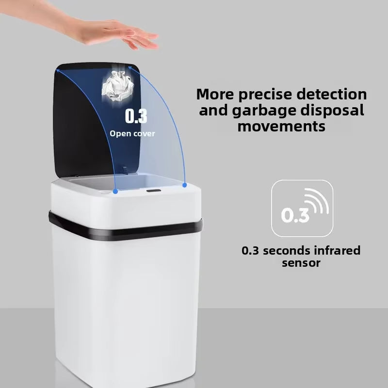 13L Smart Sensor Trash Can Fully Automatic Waterproof for Kitchen Living Room Household Bathroom Toilet Garbage Bin