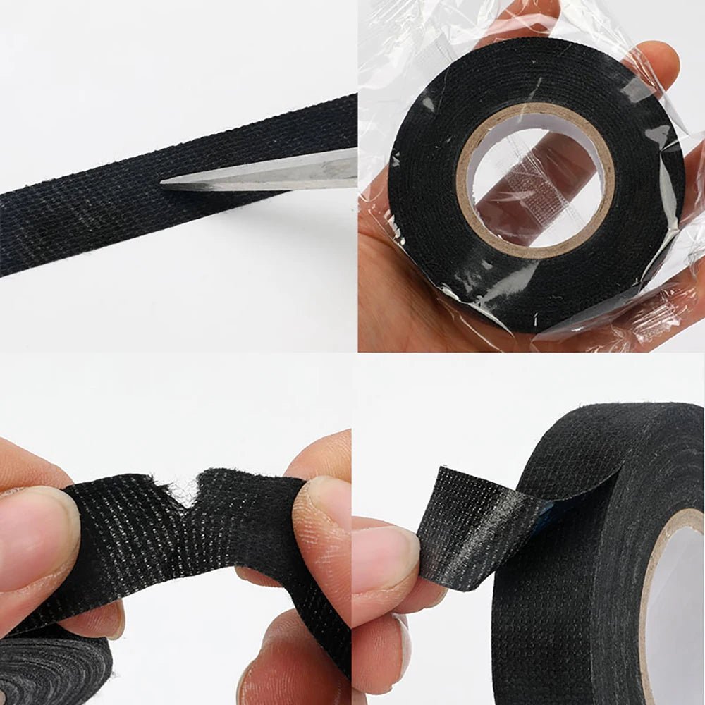 1-4Pcs 15/25M High Temp Wire Harness Wrapping Tape Self-Adhesive Automotive Wiring Harness Fabric Tape for Car Noise Damping