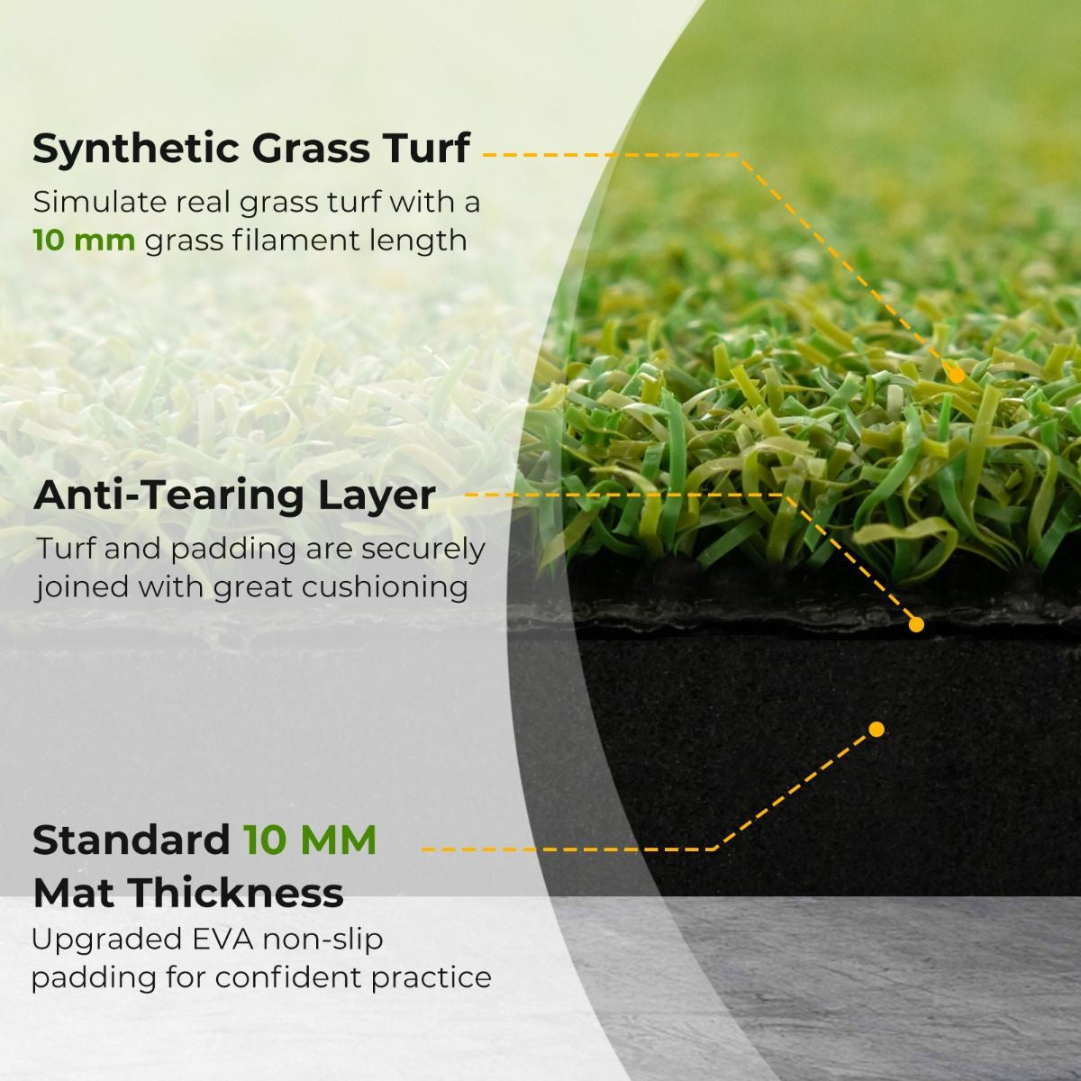 20 Mm Golf Hitting Mat Includes 2 Rubber Tees and 2 Alignment Sticks
