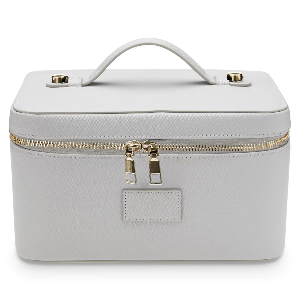 Fashion PU Handheld Makeup Bag with Compartment Large Capacity Portable Leather Makeup Pack Waterpoor Leather Cosmetic Pouch