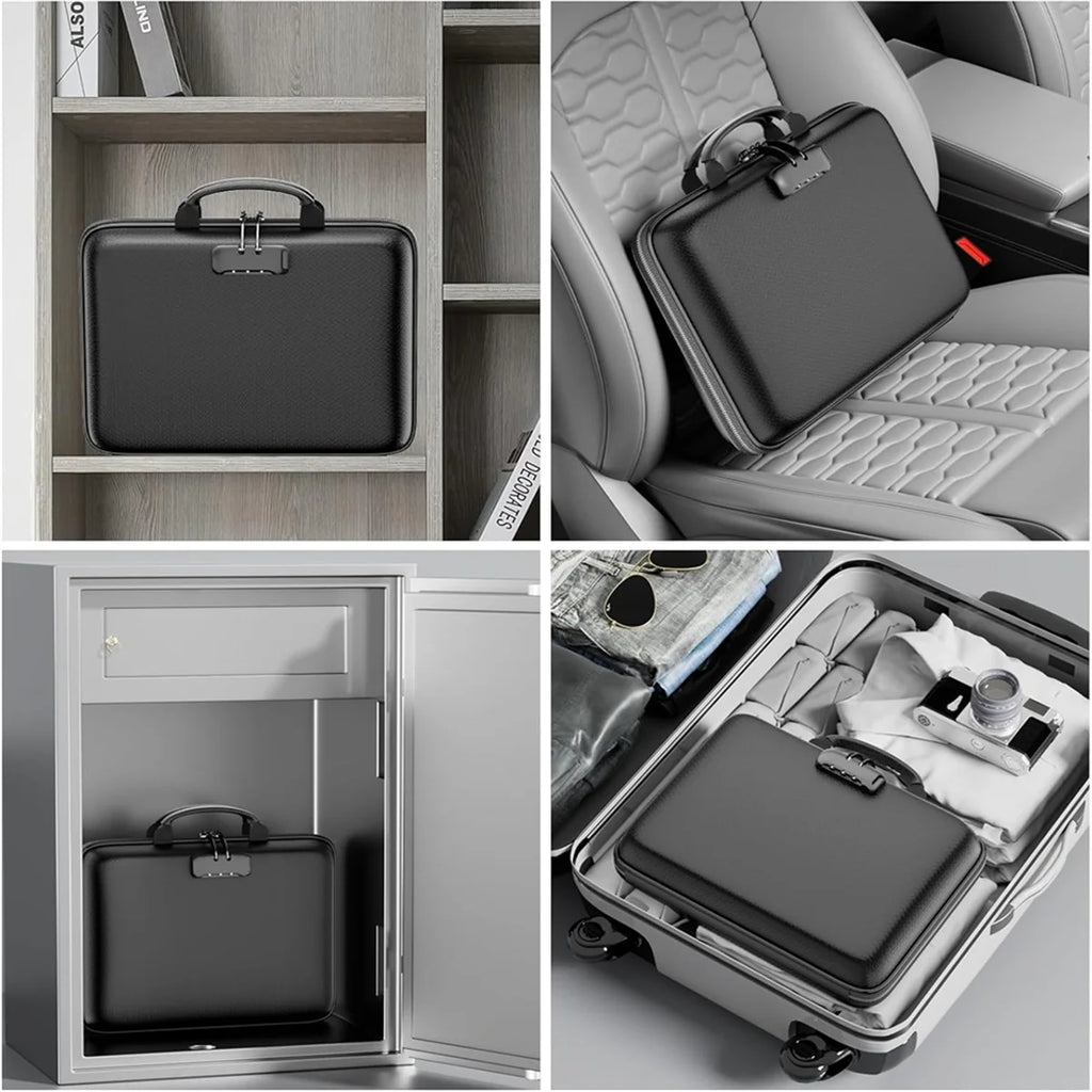 ABGV Fireproof File Organizer with Lock, Hard-Shell Case Fireproof Document Box with 13 Accordion File Folder, for Important
