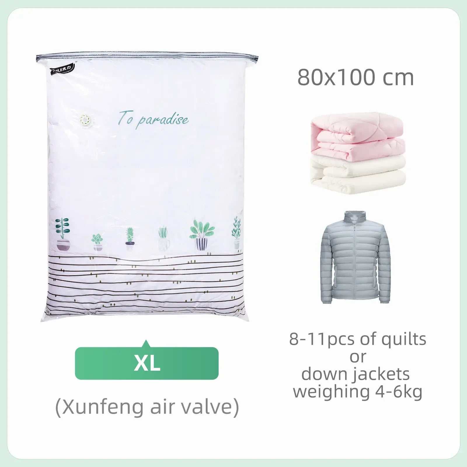 Cubic Vacuum Bags Large Storage Bag for Clothing, Comforters, Blankets No Need Tool Compression Bag for Travel Storage Bag