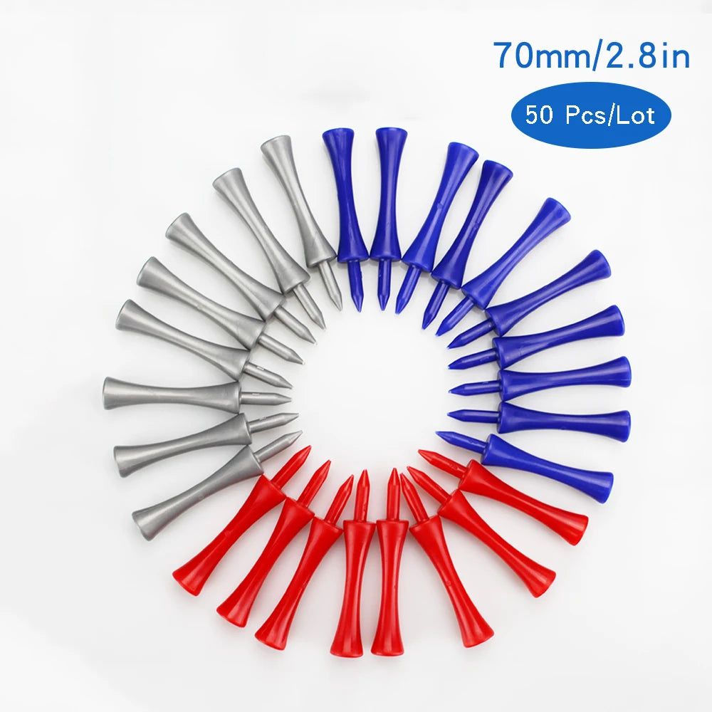 Plastic Golf Tee Pack 50/100 Pcs Step down Golf Tees Colorful for All over Sized Driver Irons Hybrids Longer Distance Drop Ship