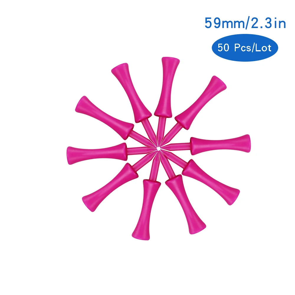Plastic Golf Tee Pack 50/100 Pcs Step down Golf Tees Colorful for All over Sized Driver Irons Hybrids Longer Distance Drop Ship