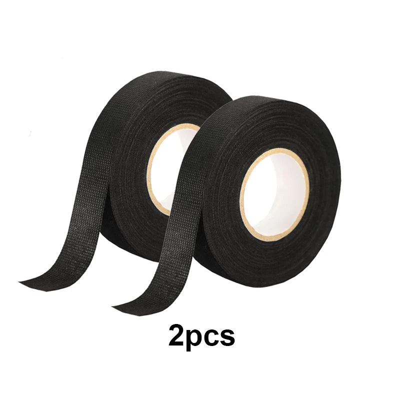 1-4Pcs 15/25M High Temp Wire Harness Wrapping Tape Self-Adhesive Automotive Wiring Harness Fabric Tape for Car Noise Damping