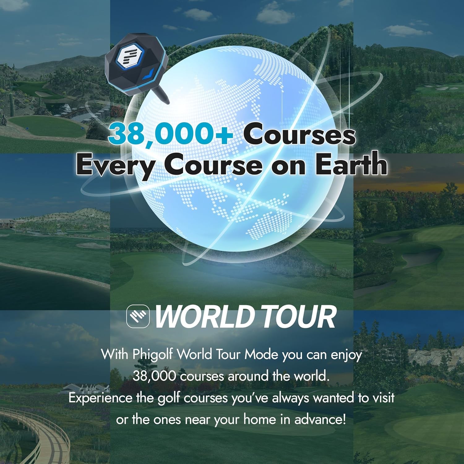 2 Home Golf Game Simulator: Enjoy Interactive Golf with Motion Sensor & Swing Stick for Indoor & Outdoor Fun – 38,000+ Courses Worldwide, Compatible with Android, Ios, App & E6 Connect