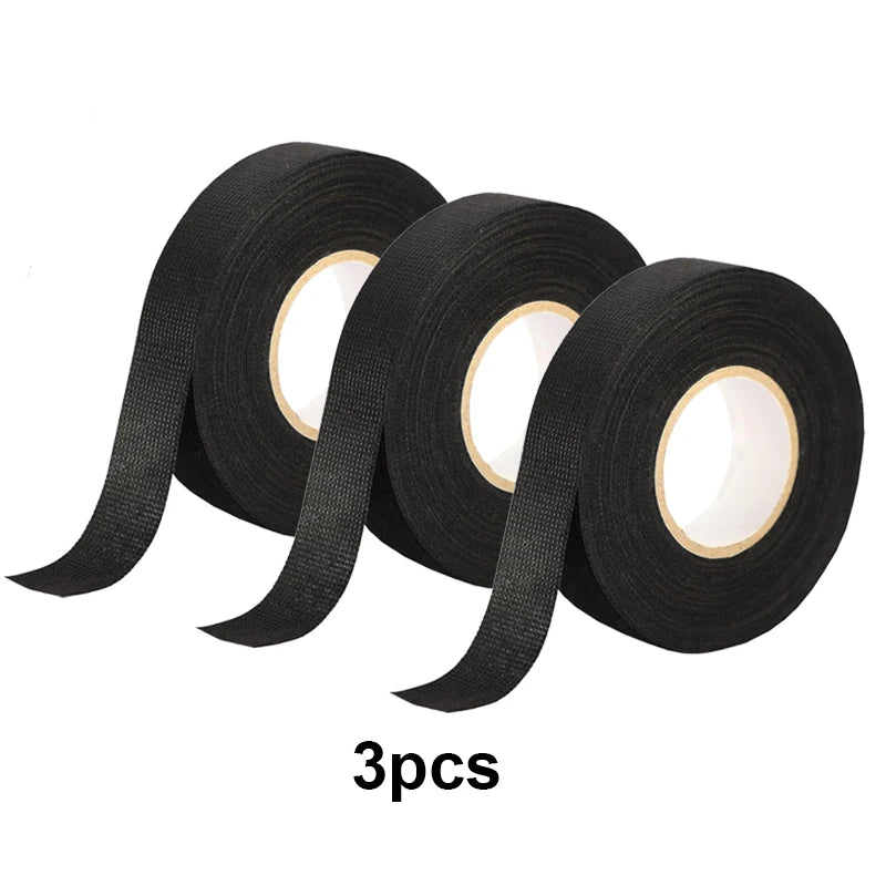 1-4Pcs 15/25M High Temp Wire Harness Wrapping Tape Self-Adhesive Automotive Wiring Harness Fabric Tape for Car Noise Damping