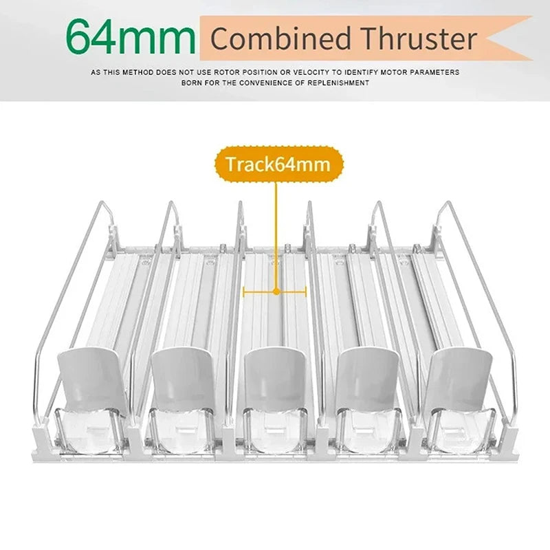 Spring Push Drink Organizer E-Shaped Glide for Kitchen Fridge Canned Beverage Push Rack Dispenser Adjustable Width Storage Shelf