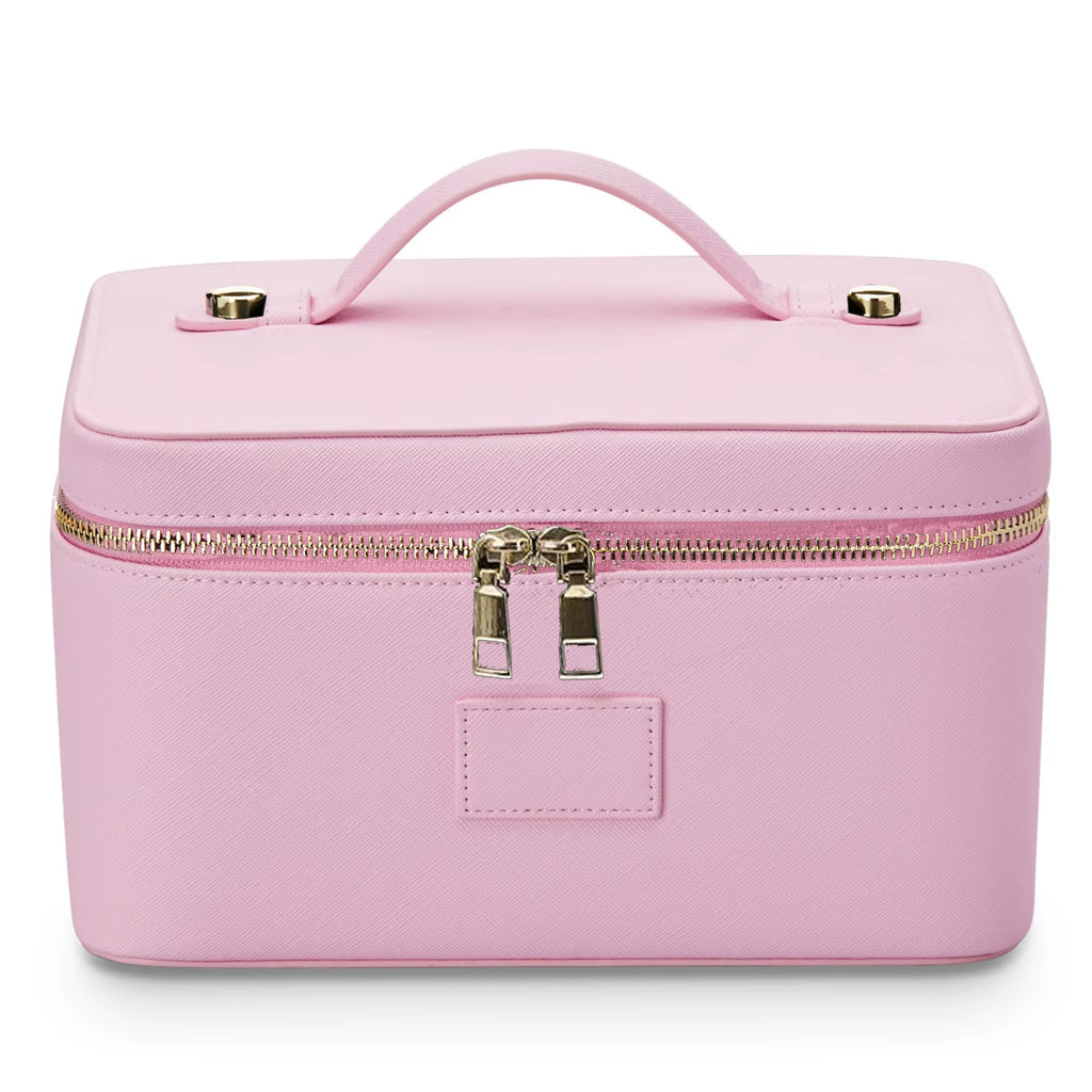 Fashion PU Handheld Makeup Bag with Compartment Large Capacity Portable Leather Makeup Pack Waterpoor Leather Cosmetic Pouch