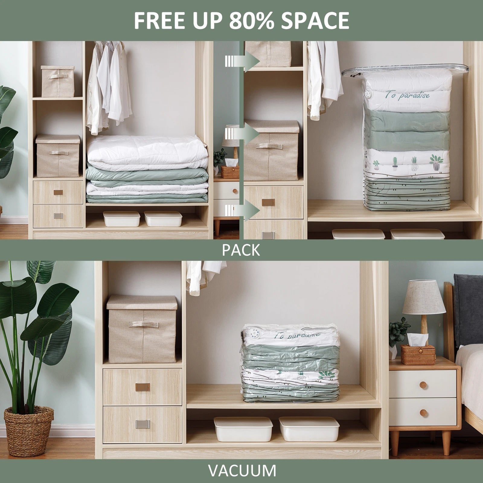 Cubic Vacuum Bags Large Storage Bag for Clothing, Comforters, Blankets No Need Tool Compression Bag for Travel Storage Bag