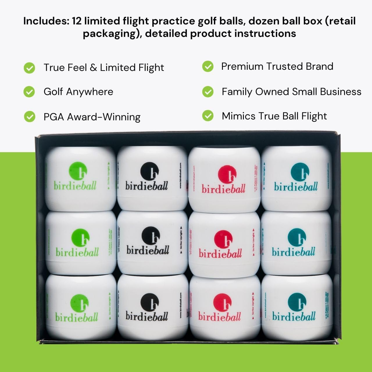 Practice Golf Balls, Full Swing Limited Flight Golf Practice Balls, Perfect Training Aid for All Golfers (Pack of 12)