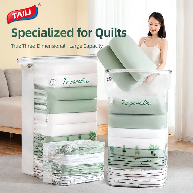 Cubic Vacuum Bags Large Storage Bag for Clothing, Comforters, Blankets No Need Tool Compression Bag for Travel Storage Bag