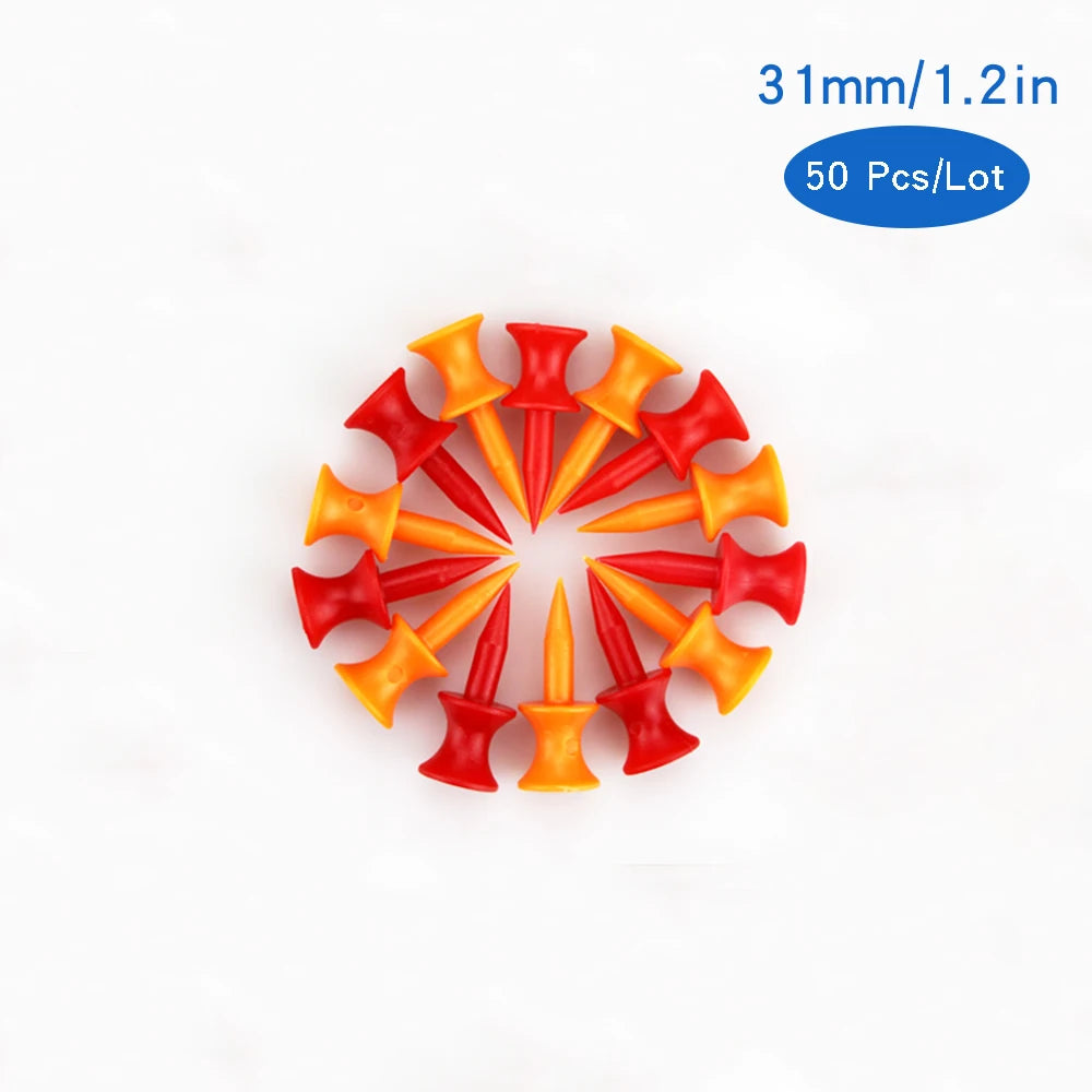 Plastic Golf Tee Pack 50/100 Pcs Step down Golf Tees Colorful for All over Sized Driver Irons Hybrids Longer Distance Drop Ship