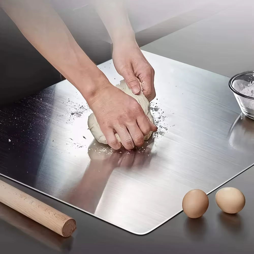 Stainless Steel Cutting Board, Multi Use for Dough Kneading, Chopping, Fruit Cutting, Antibacterial Kitchen Surface, Easy Clean