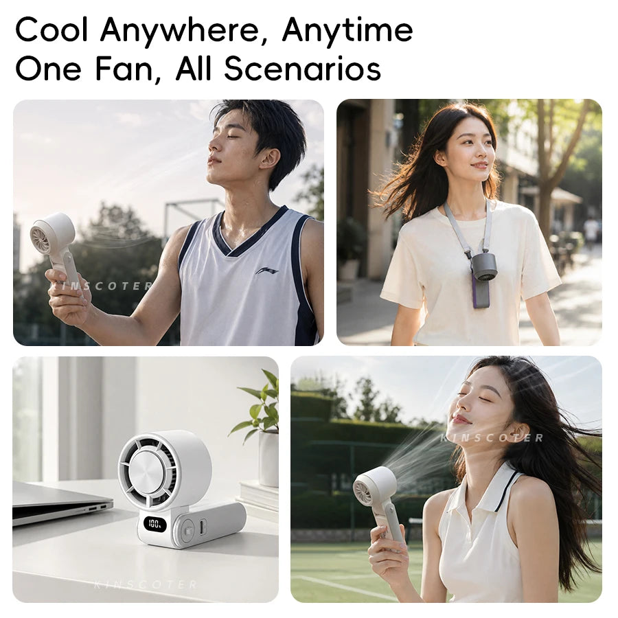 Outdoor Foldable Portable Handheld Fan Mini Cooling Rechargeable 3600Mah 100-Level Free Control High Speed Turbo Fan