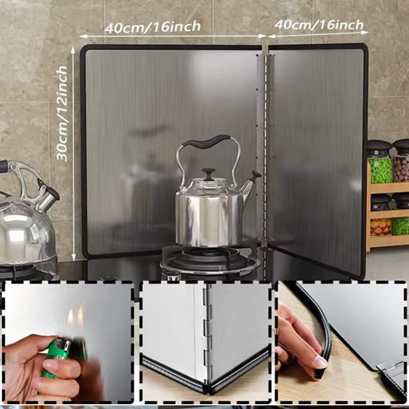 Splatter Guard,Foldable Stainless Steel Oil Splatter Screens for Frying,Oil Splash Insulation Board,Nonstick Oil Splatter Guard
