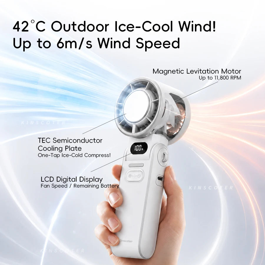 Outdoor Foldable Portable Handheld Fan Mini Cooling Rechargeable 3600Mah 100-Level Free Control High Speed Turbo Fan