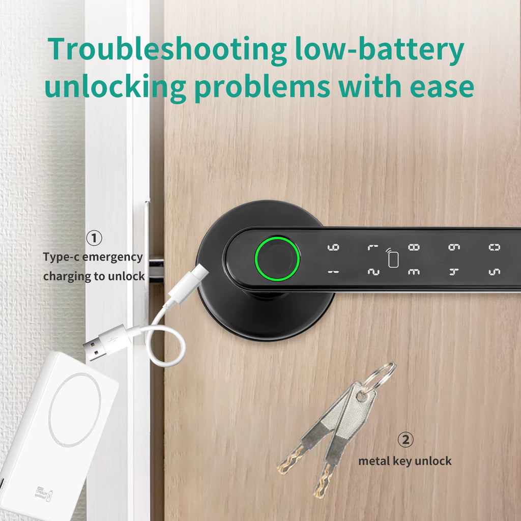 Tuya 5-In-1 Door Lock Smart Home Products Fingerprint Locks Remote Control App Unlock Support Password IC Card Key Unlock