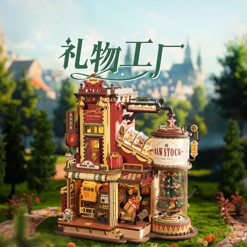 Wooden Music Box Christmas Dream Gift Factory 3D Wooden Puzzles Wooden Model Kits Build Best Gifts for Kids Adults