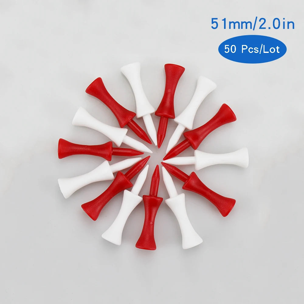 Plastic Golf Tee Pack 50/100 Pcs Step down Golf Tees Colorful for All over Sized Driver Irons Hybrids Longer Distance Drop Ship