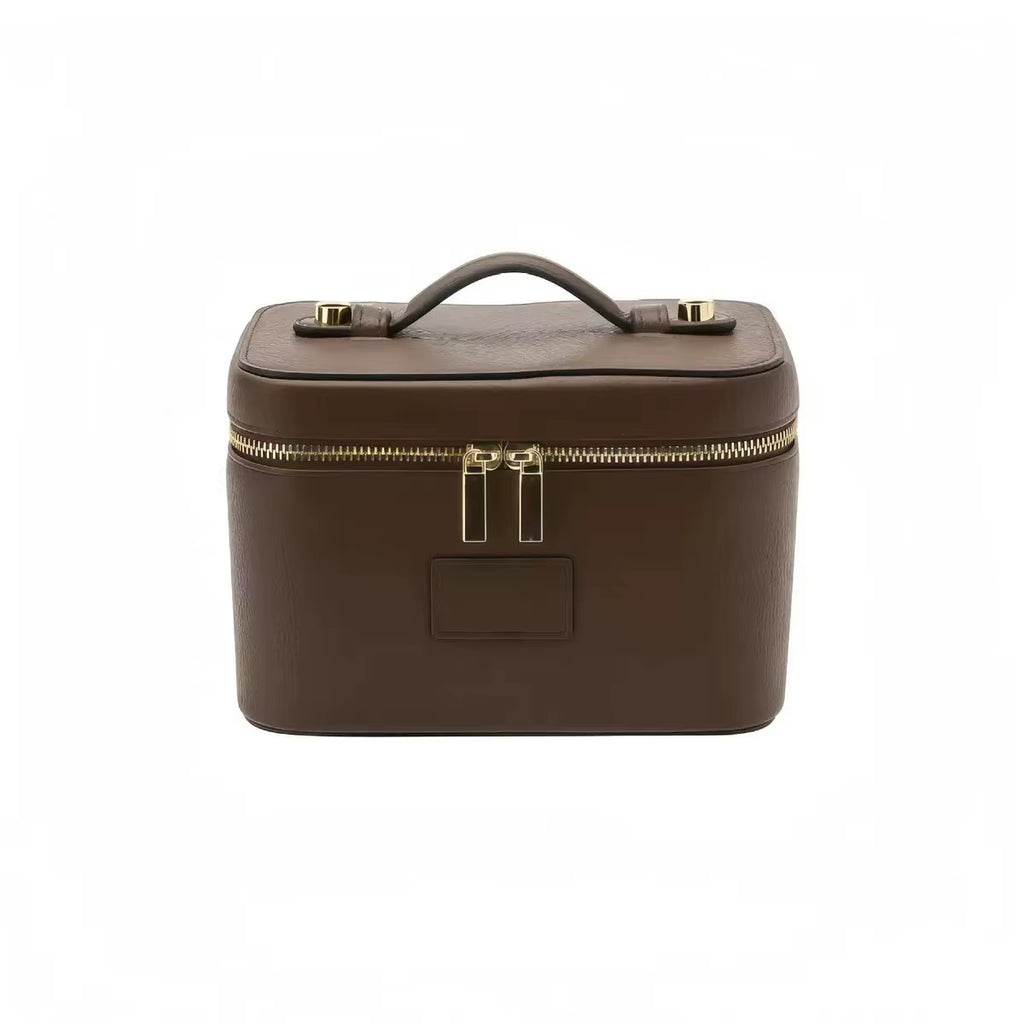 Fashion PU Handheld Makeup Bag with Compartment Large Capacity Portable Leather Makeup Pack Waterpoor Leather Cosmetic Pouch