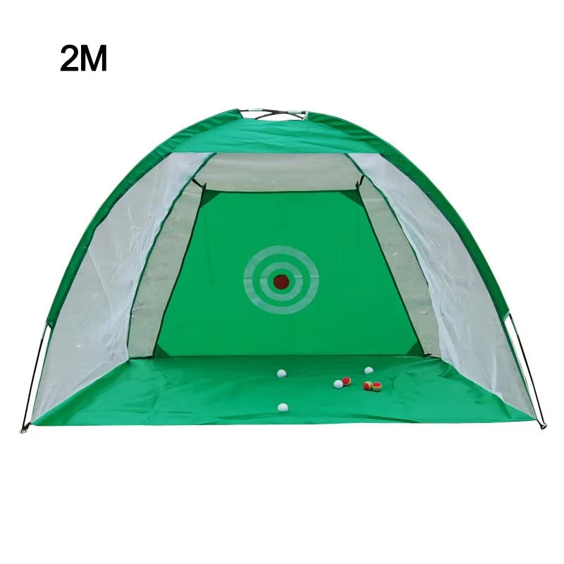 Indoor 2M Golf Practice Net Tent Golf Hitting Cage Garden Grassland Practice Tent Golf Training Equipment Mesh Mat Outdoor Swing
