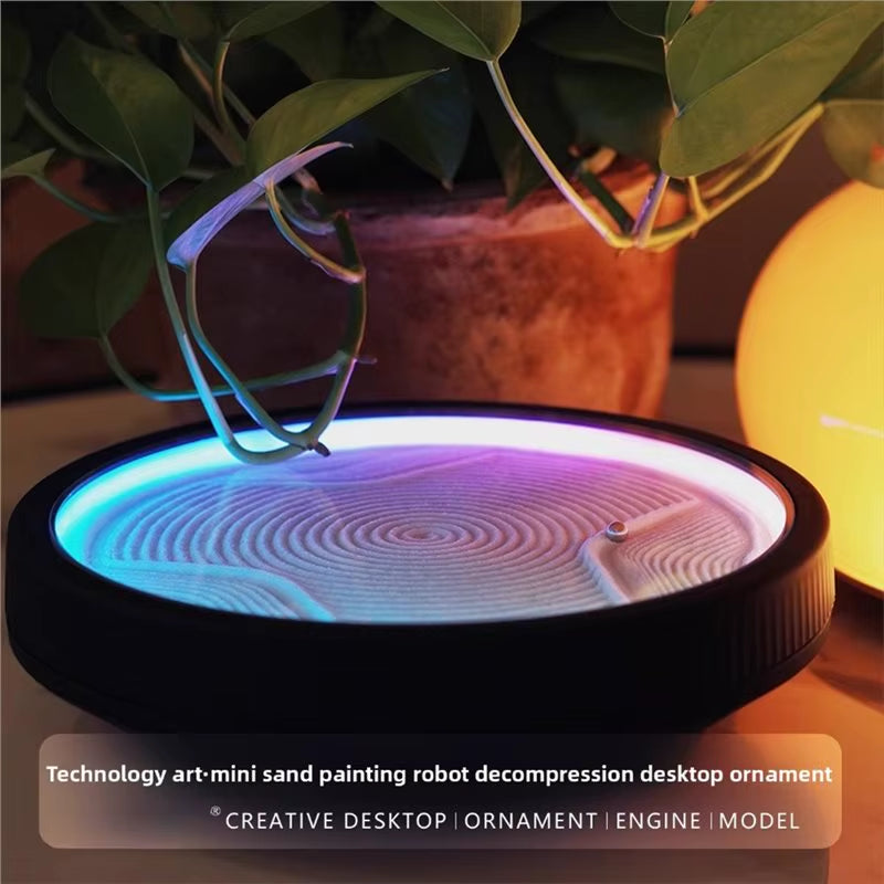Xb-Decompression Mini Sand Painting Robot Automatic Desktop Ornament Collectible Gift