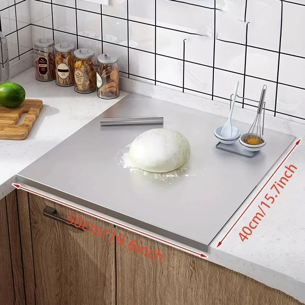 Stainless Steel Cutting Board, Multi Use for Dough Kneading, Chopping, Fruit Cutting, Antibacterial Kitchen Surface, Easy Clean