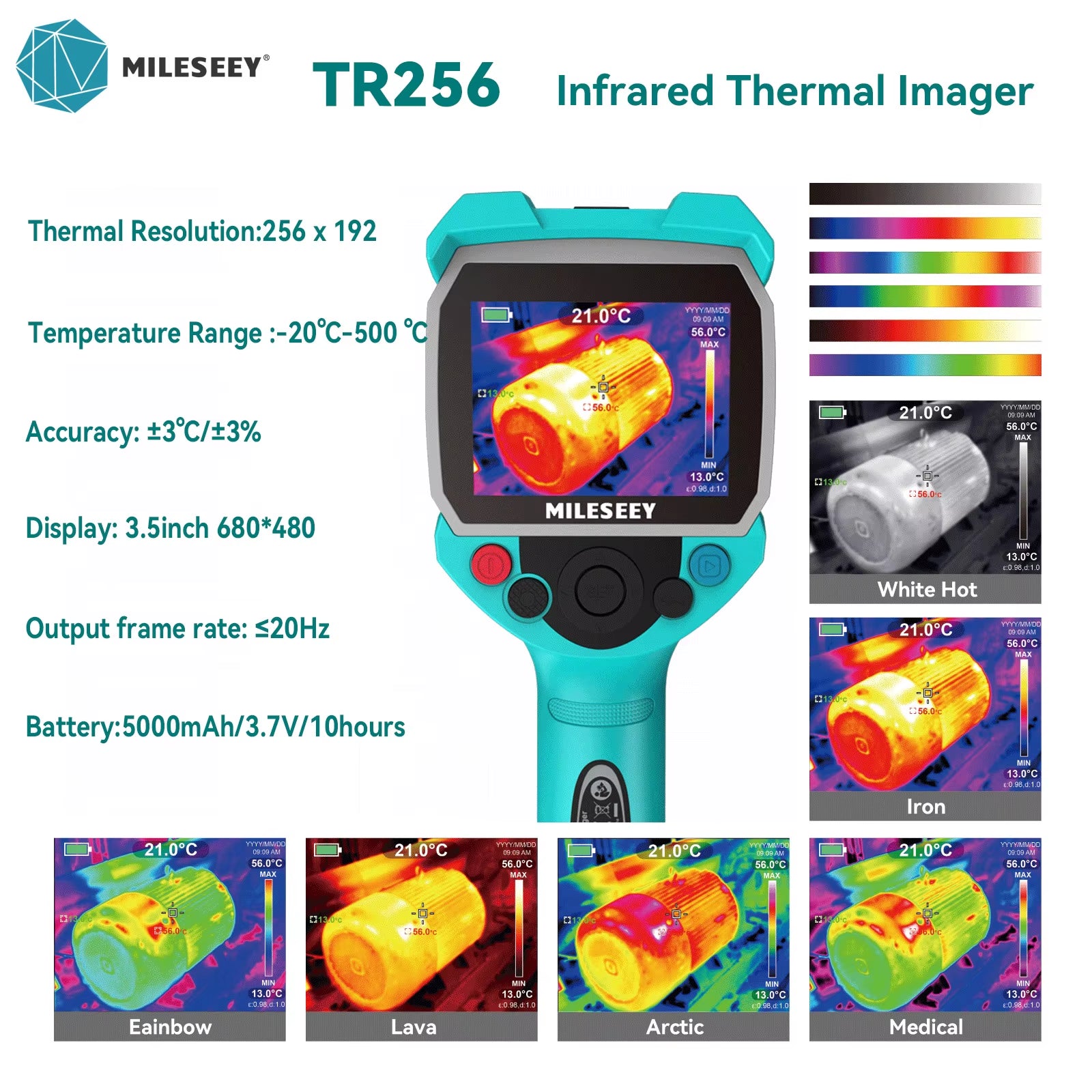 TR256 256*192 Infrared Thermal Camera Imager -20℃-500 ℃ Six Color Palettes Auto Focus Temperature High Precision