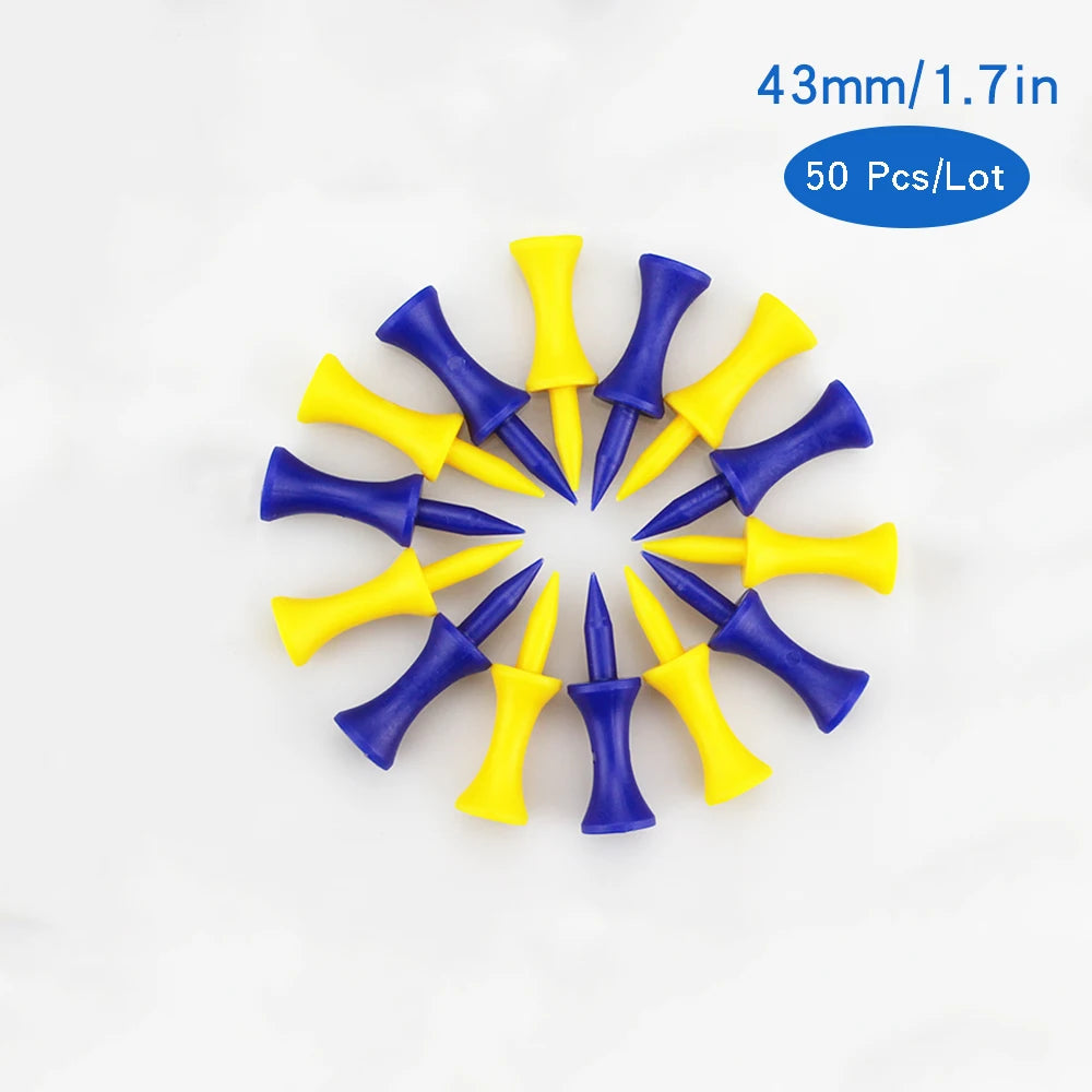 Plastic Golf Tee Pack 50/100 Pcs Step down Golf Tees Colorful for All over Sized Driver Irons Hybrids Longer Distance Drop Ship