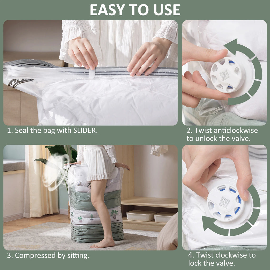 Cubic Vacuum Bags Large Storage Bag for Clothing, Comforters, Blankets No Need Tool Compression Bag for Travel Storage Bag