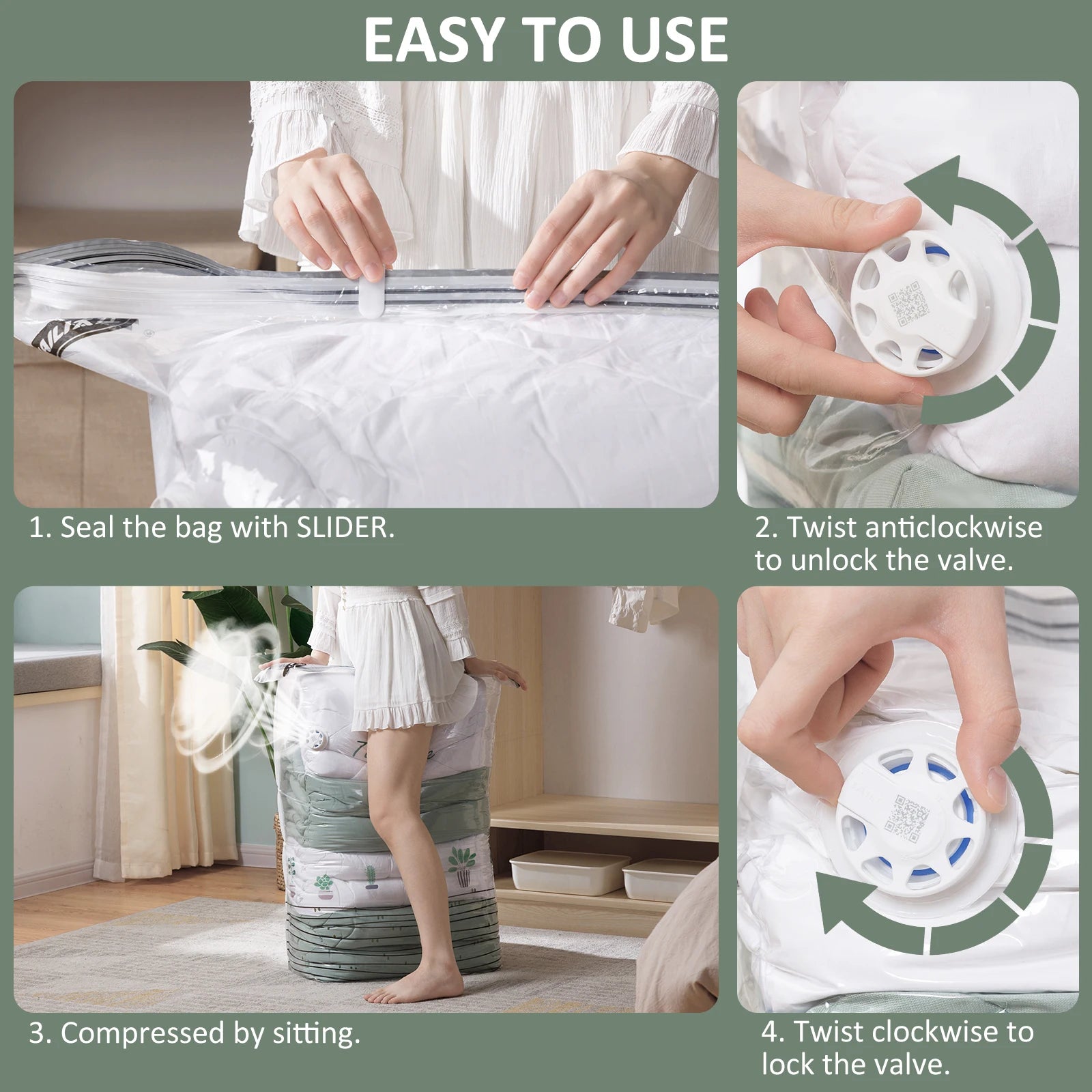 Cubic Vacuum Bags Large Storage Bag for Clothing, Comforters, Blankets No Need Tool Compression Bag for Travel Storage Bag