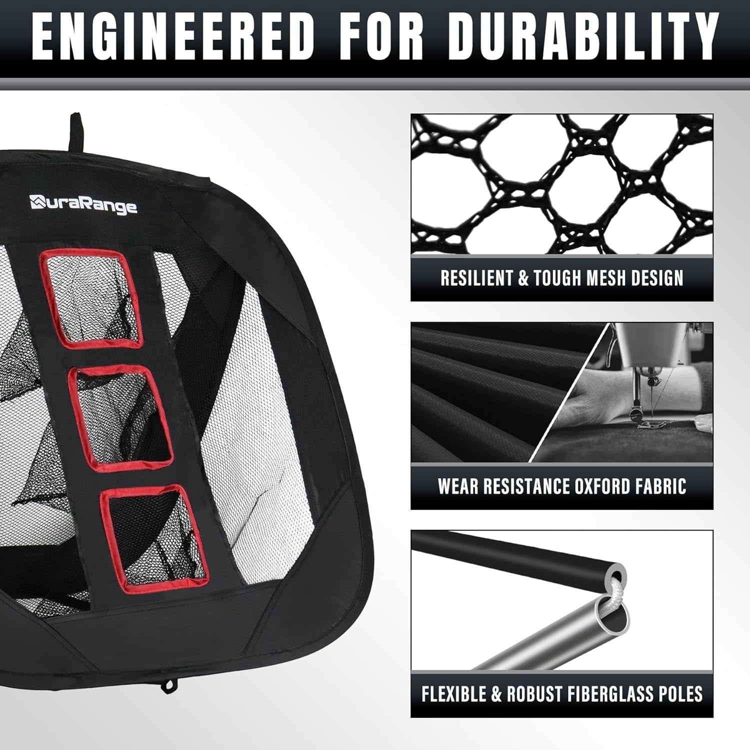 Pop-Up Golf Chipping Net with Dual Turf Hitting Mat, 6 Driving Range Golf Balls, 6 Practice Foam Balls and Tees Combo, Target Swing Training Aids Backyard | Indoor | Outdoor