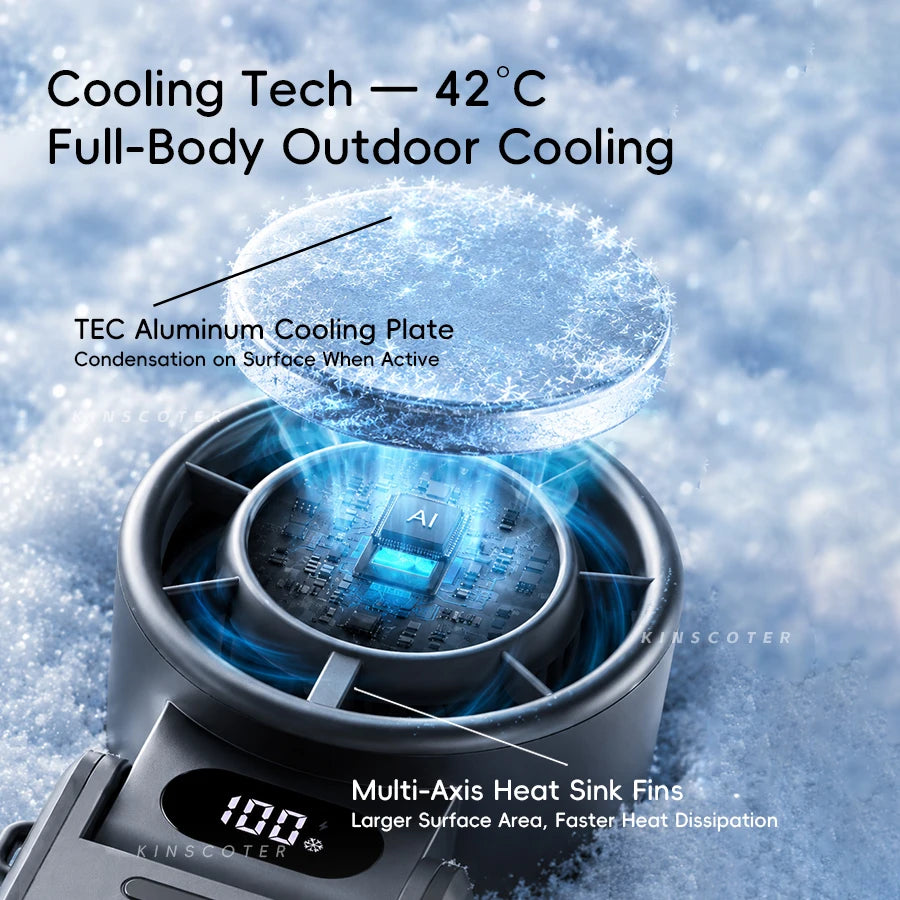 Outdoor Foldable Portable Handheld Fan Mini Cooling Rechargeable 3600Mah 100-Level Free Control High Speed Turbo Fan