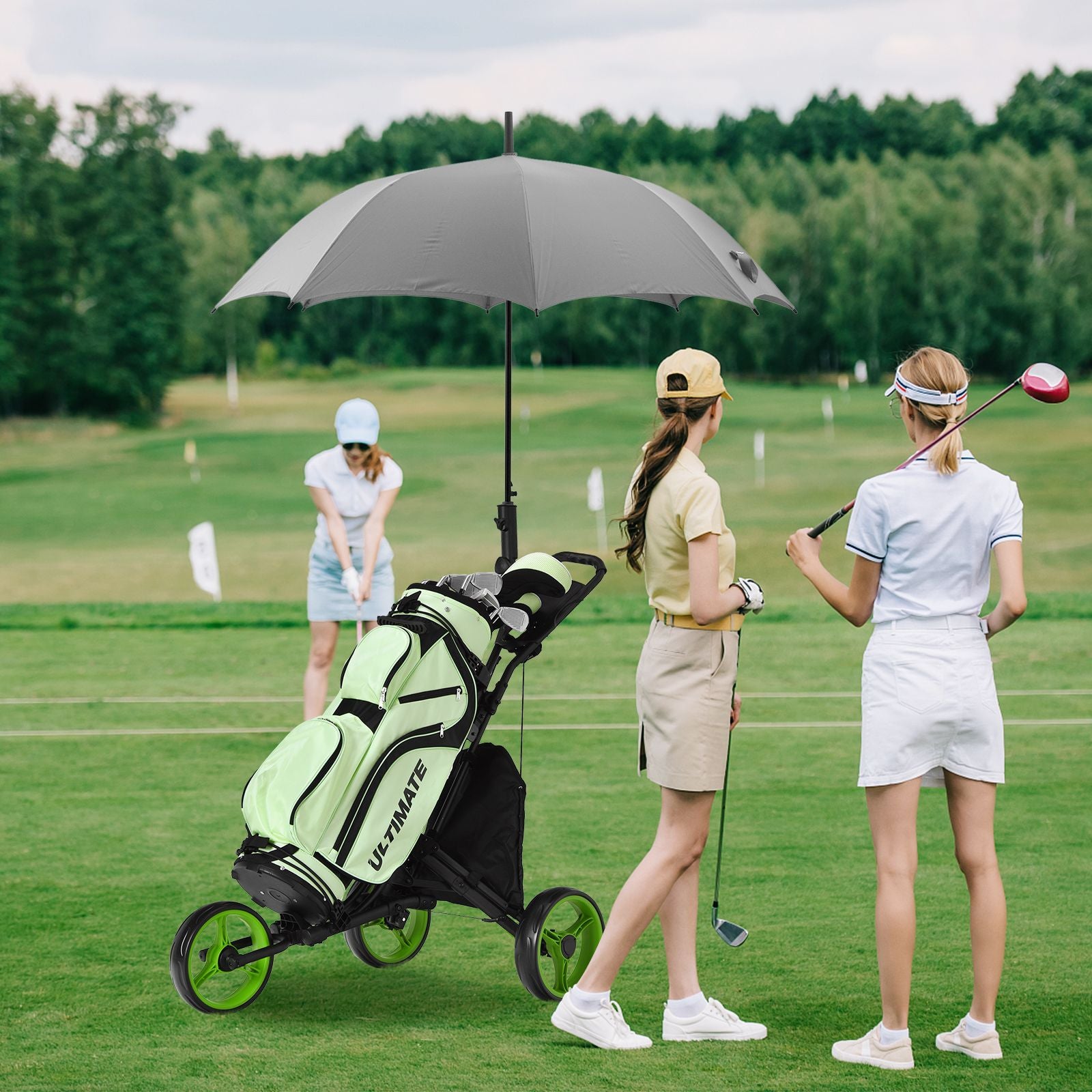 3 Wheel Golf Push Pull Cart with Adjustable Height Handle