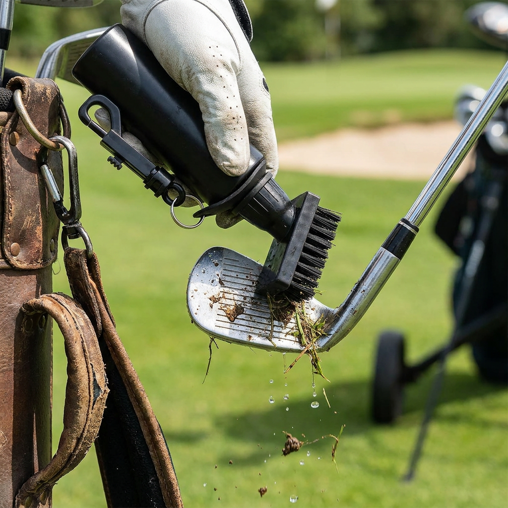 Portable Golf Club Groove Brush with Water Bottle