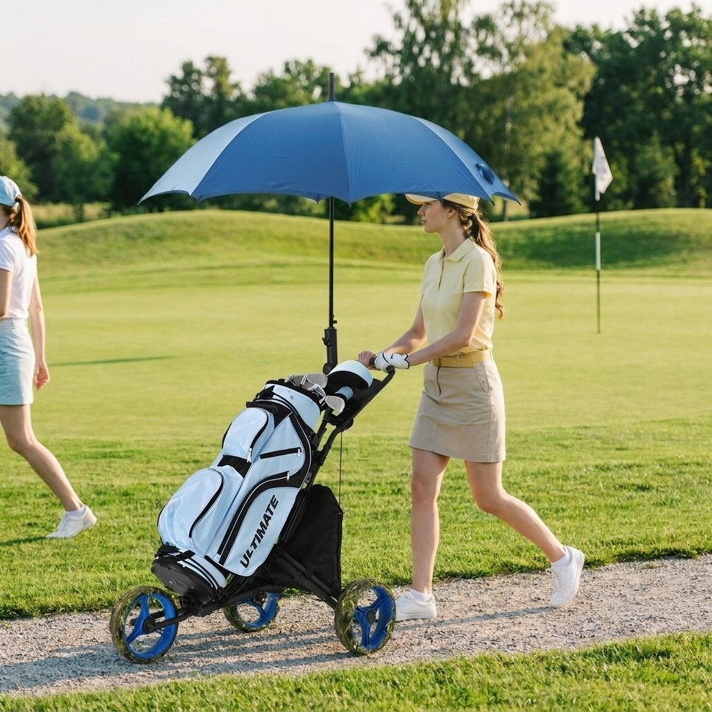 3 Wheel Golf Push Pull Cart Adjustable Handle